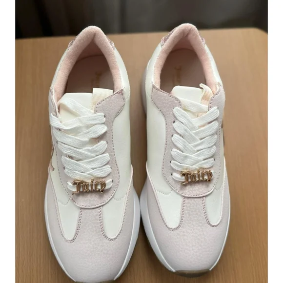 Juicy Couture Women'ss Eunice Lace Up Casual Sneakers SZ 8.5 M Blush PINK WHITE - Picture 7 of 12